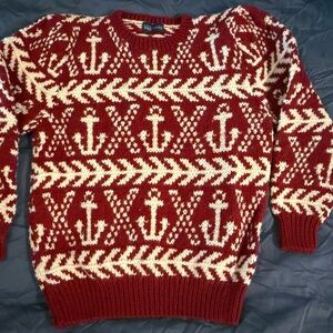 Nordstrom Red and White Wool Sweater